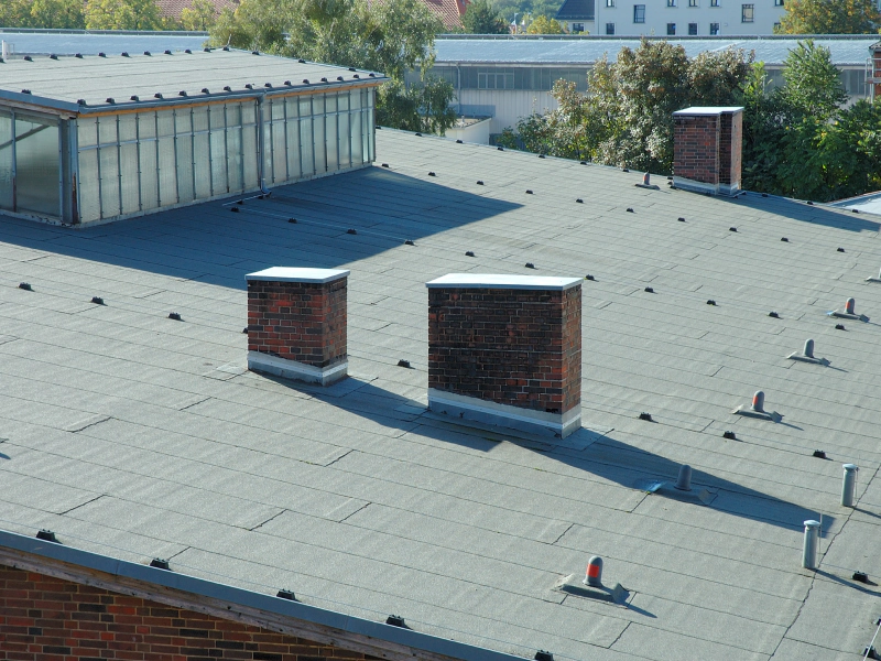 commercial building newly installed roofing